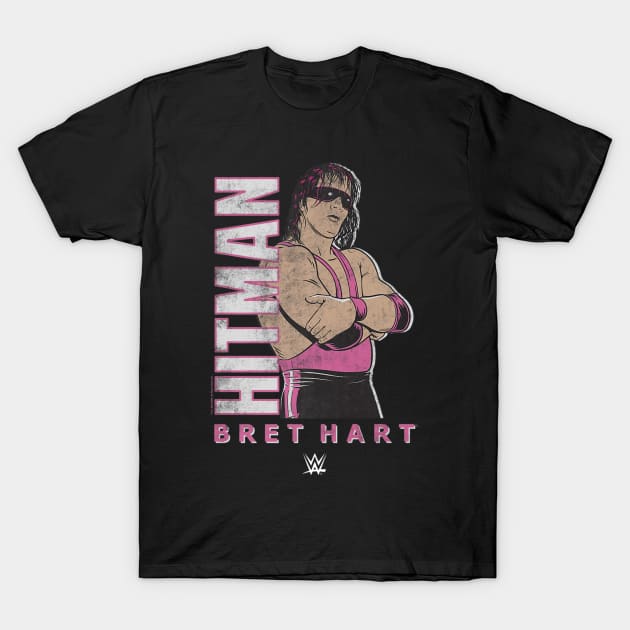 Bret Hart Hitman Distressed T-Shirt by Holman